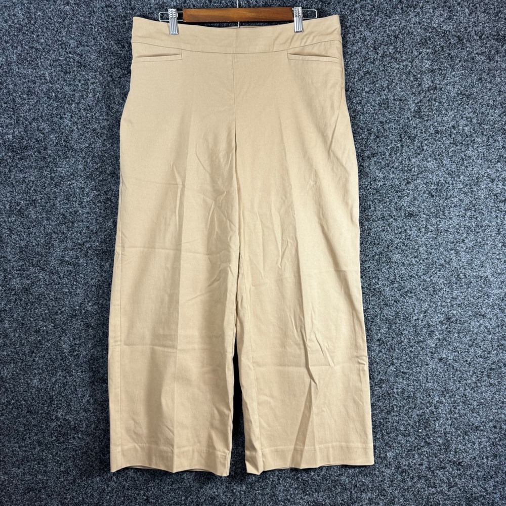 Chicos So Slimming Brigitte Wide Leg Pants Cattail Brown Petite 2P 12P New